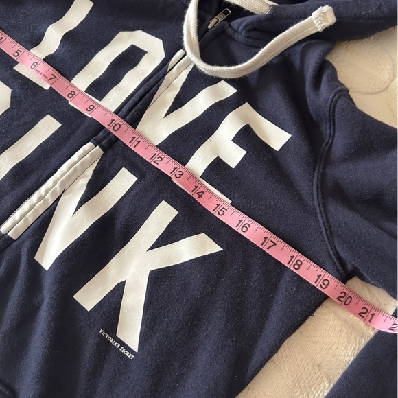 EUC rare 2011 Victoria's Secret Pink Navy zip up hoodie sz S. “LOVE PINK” “86” - Picture 5 of 9